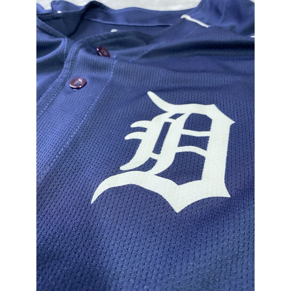 Augusta Baseball Jersey Mens L Navy Blue Detroit Tigers Style Button Up #9 - Picture 5 of 6
